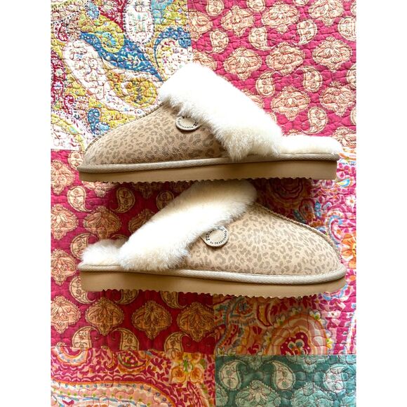 Dearfoam Fireside NWT Leopard Slippers Shearling Scuff Size 11 Women's - Picture 4 of 9